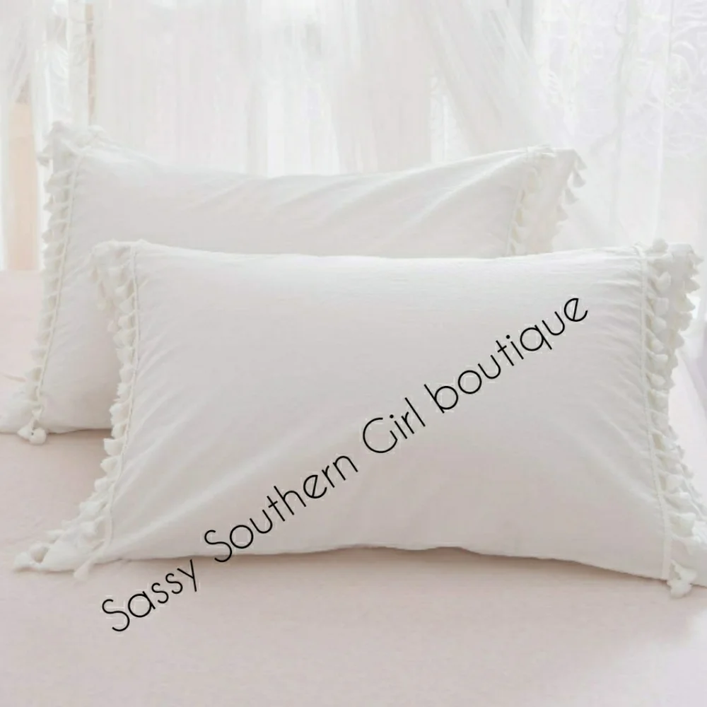 ⭐🆕 Boho White washed tassle duvet cover set
